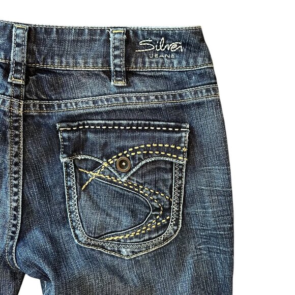Silver Jeans Suki Flap Bootcut Embroidered Pockets Size 31 x 32 Medium Wash - Picture 3 of 7